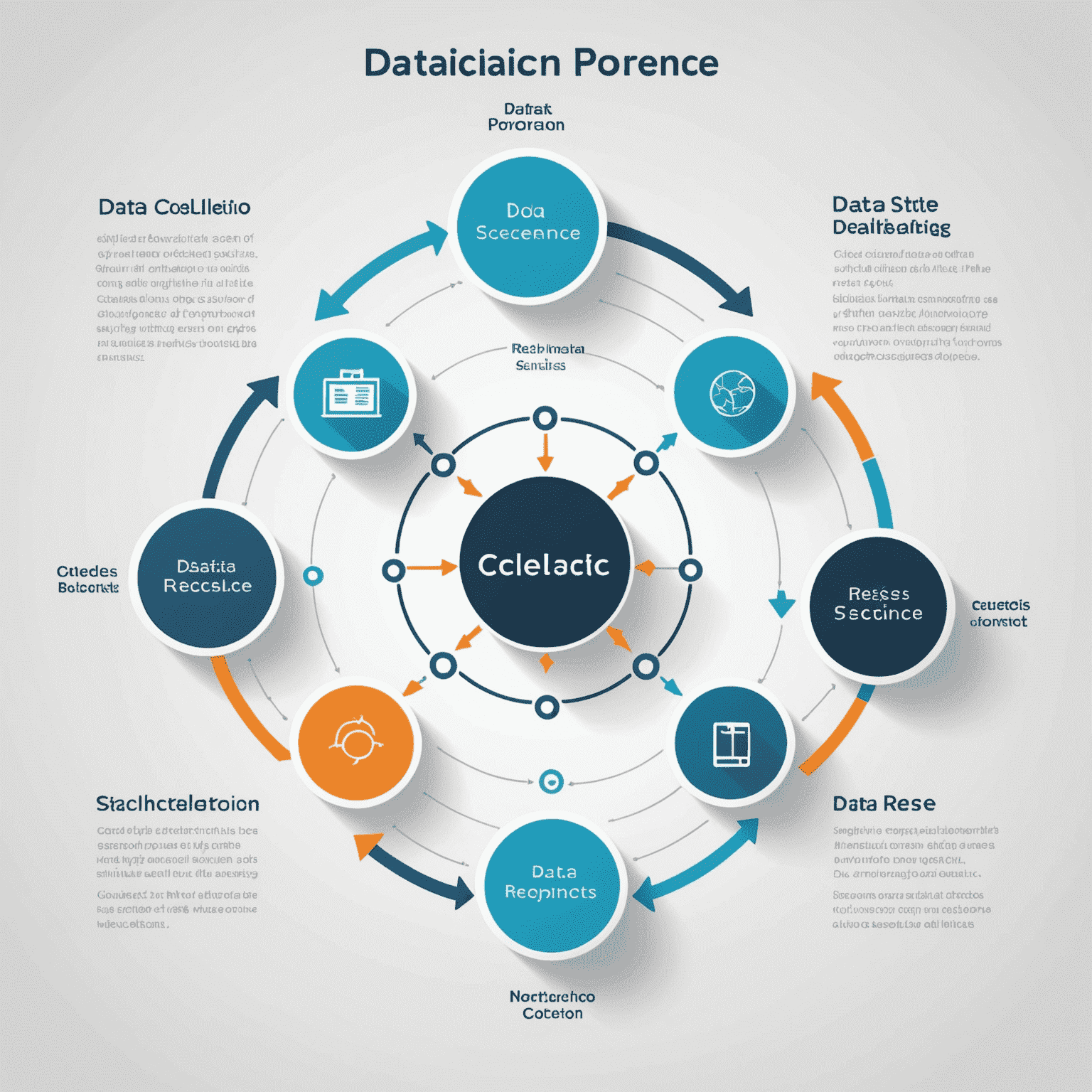 Un diagramma che illustra il processo ciclico di data science, mostrando le fasi dalla raccolta dei dati all'interpretazione dei risultati